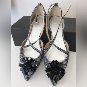 J Crew Sadie cross-strap flats in plaid color Black/white size 8.5